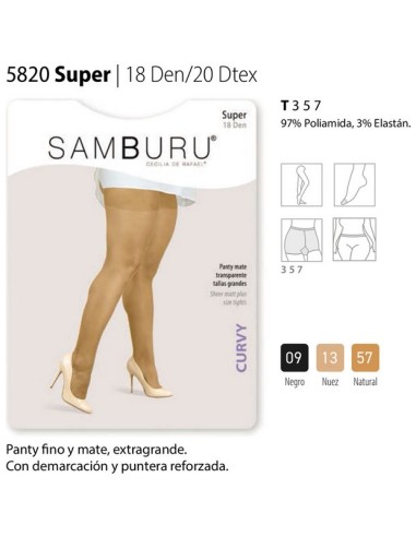 Samburu panty mujer super talla con puntera reforzada  5820 SUPER