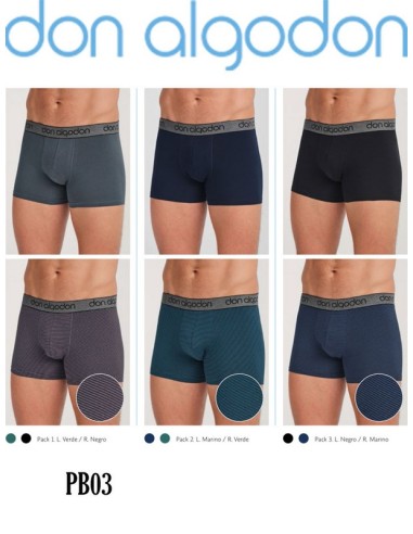 Don algodon pack de 2 boxer de hombre PB03