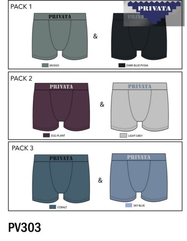 Privata packs de 2 boxer sin costuras hombre PV303