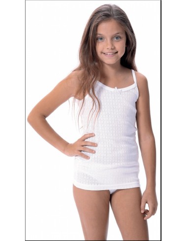 Lara camiseta de niña de tirante fino calada 8640