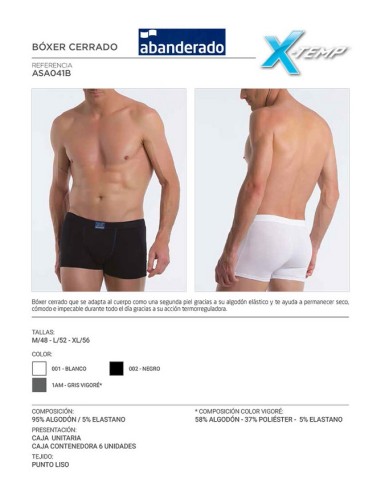 Abanderado boxer  hombre 96% algodon cintura extra suave ASA04141B