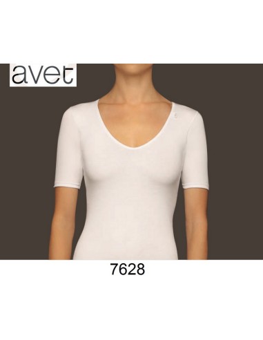 Avet camiseta mujer manga corta cuello pico 95% algodon 7628