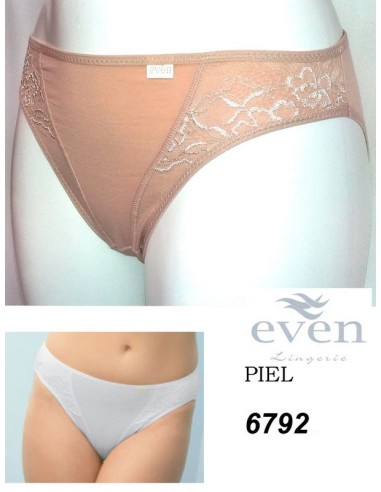 Even braga bikini algodon  con aplique en blonda lateral. 6792