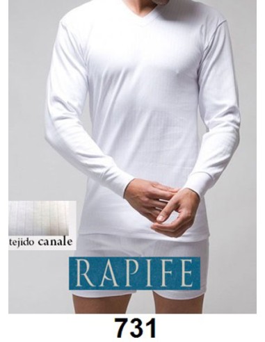 Rapife camiseta caballero canale  manga larga cuello pico100% algodon  afelpado 731