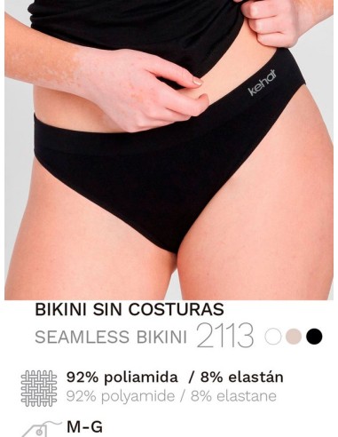 Kehat-basico pack 2 bragas bikini 92% poliamida sin costuras clasica.2113