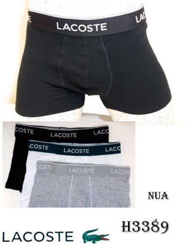 Lacoste pack 3 boxer cro. lisos goma vista H3389