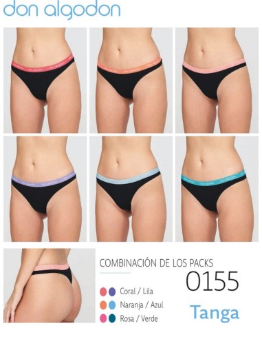 Don algodón pack de 2 tanga mujer 0155