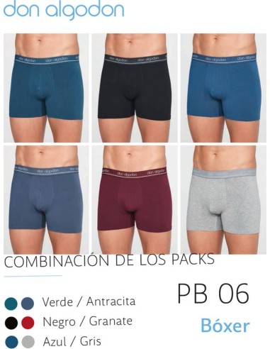 Don algodon pack de 2 boxer hombre PB 06