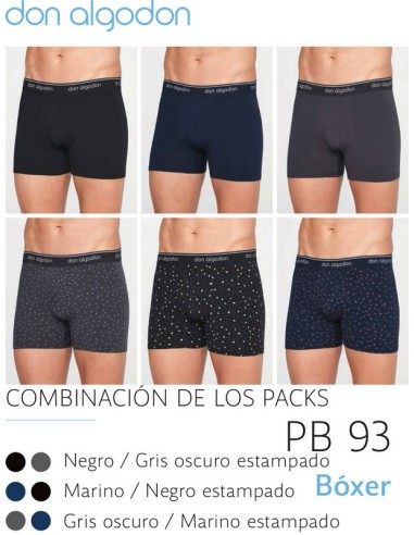 Don algodon pack de 2 boxer hombre PB 93