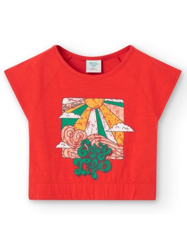 Camiseta punto flamé de niña