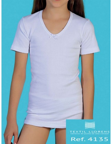 Textil llorens camiseta niña manga corta cuello redondo afelpada 4135